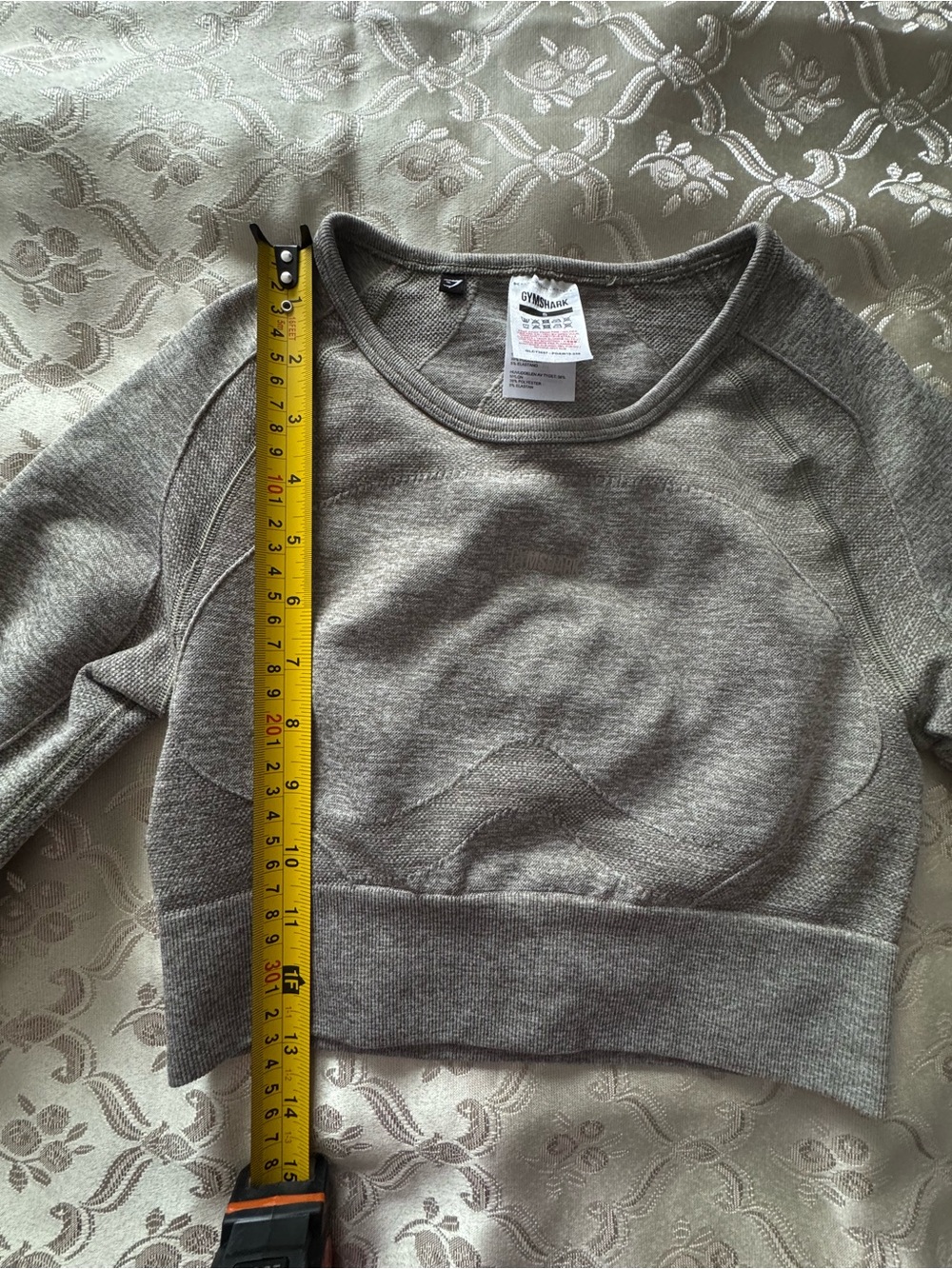 Gymshark Flex Sports Open Back Long Sleeve Crop Top Olive Grey S - Picture 8 of 9